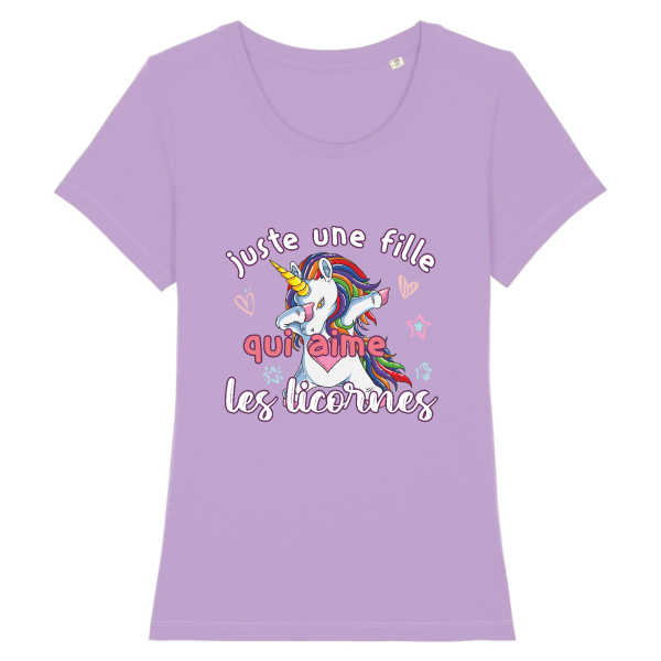 tee-shirt une fille qui aime les licornes (DAB)