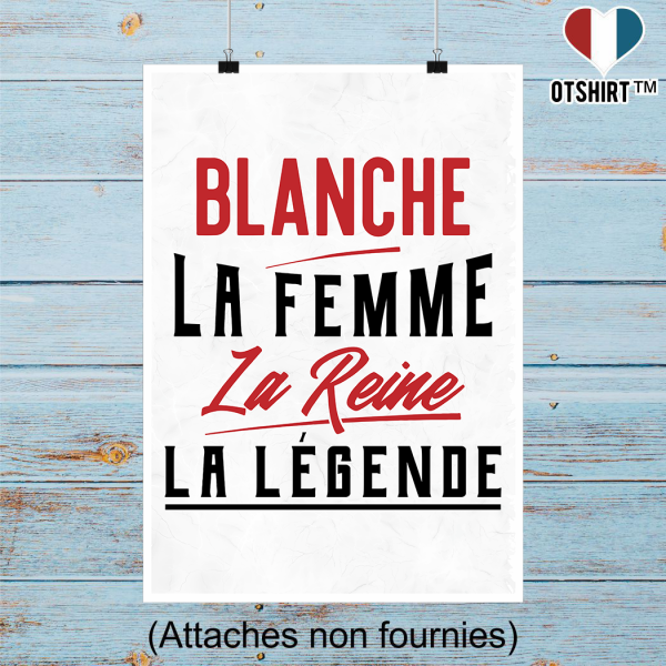 Affiche blanche la femme la reine la legende