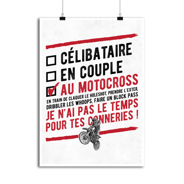 Affiche celibataire au motocross