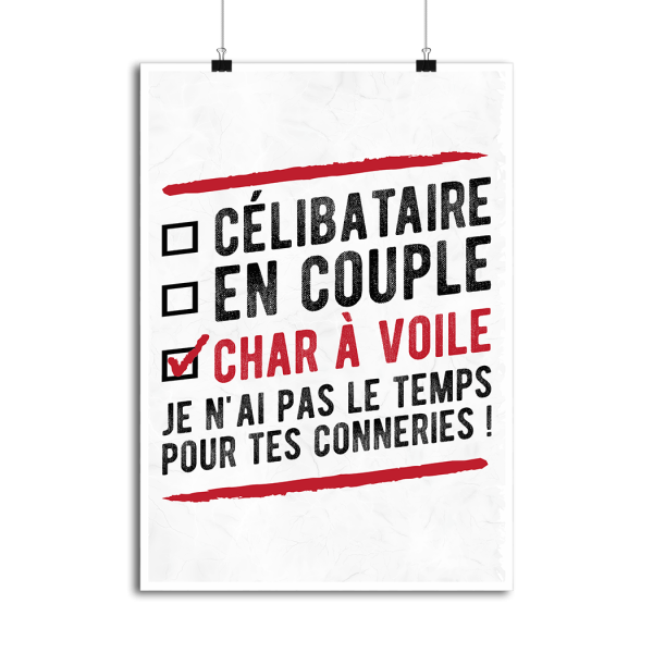 Affiche celibataire en couple char a voile