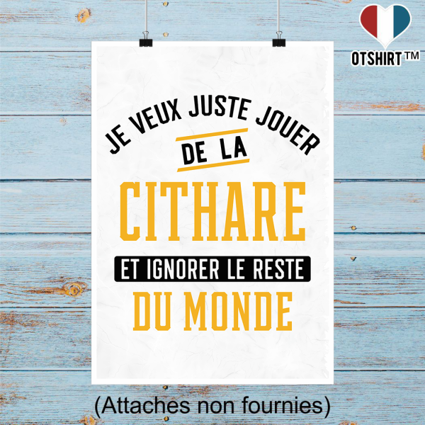 Affiche jouer de la cithare et ignorer le monde