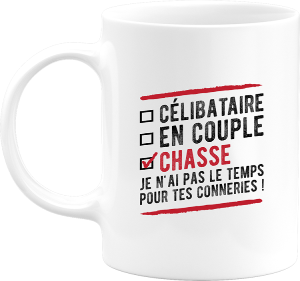 Mug celibataire en couple chasse