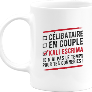 Mug celibataire en couple kali escrima Mug celibataire en couple kali escrima