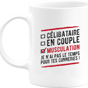Mug celibataire en couple musculation Mug celibataire en couple musculation