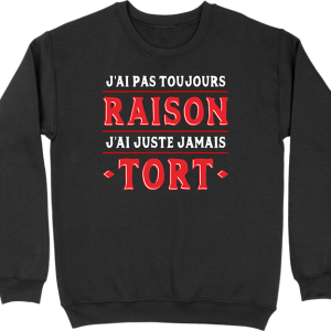 Pull homme j’ai pas toujours raison Pull homme j’ai pas toujours raison