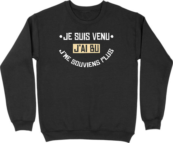 Pull homme je suis venu j’ai bu