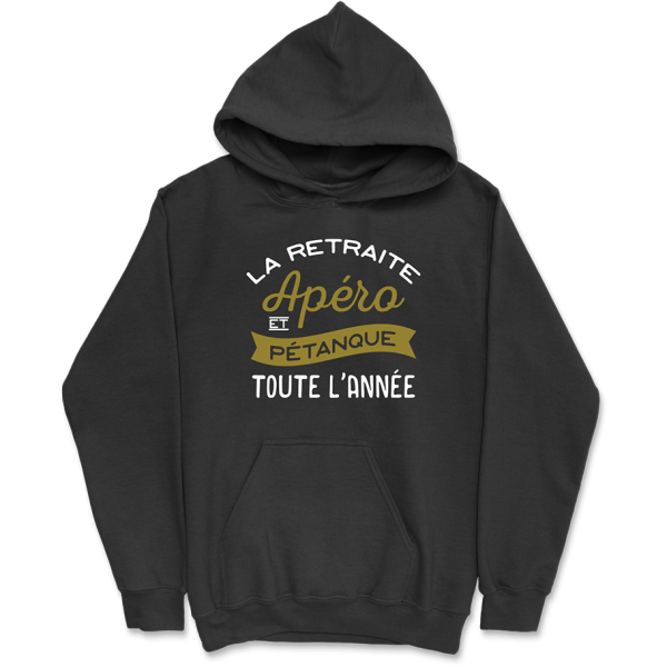 Sweat a capuche homme apero, petanque et retraite