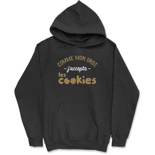 Sweat a capuche homme j’accepte les cookies