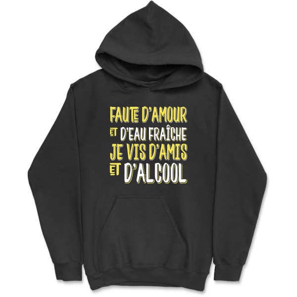 Sweat a capuche homme je vis d’amis et d’alcool