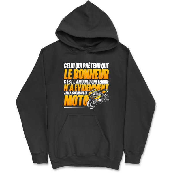 Sweat a capuche homme le bonheur moto