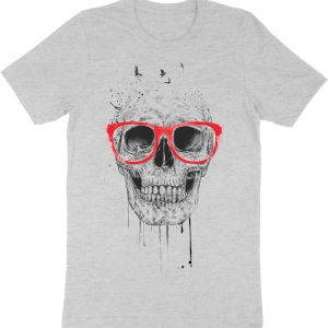 T shirt homme BIO Balazs Solti skull with red glasses