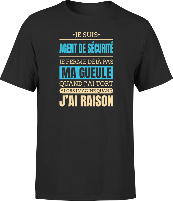 T shirt homme j ai raison je suis agent de securite