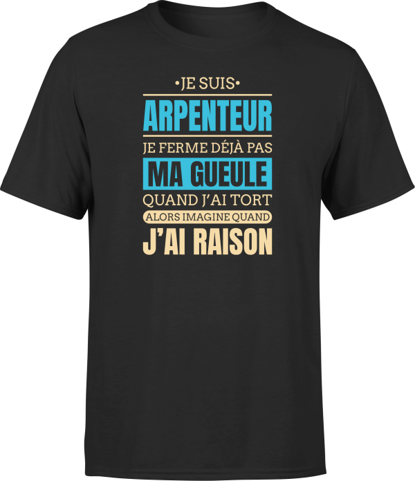 T shirt homme j ai raison je suis arpenteur