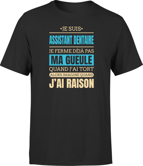 T shirt homme j ai raison je suis assistant dentaire