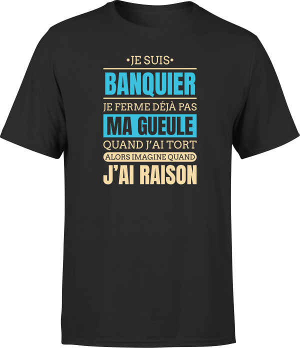 T shirt homme j ai raison je suis banquier