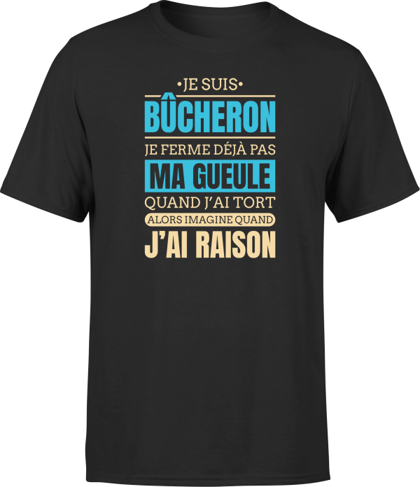 T shirt homme j ai raison je suis bucheron