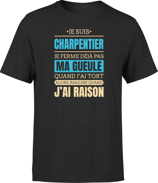 T shirt homme j ai raison je suis charpentier