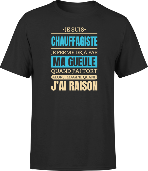 T shirt homme j ai raison je suis chauffagiste