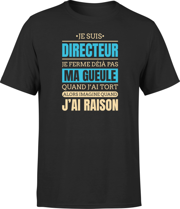 T shirt homme j ai raison je suis directeur