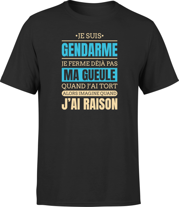 T shirt homme j ai raison je suis gendarme