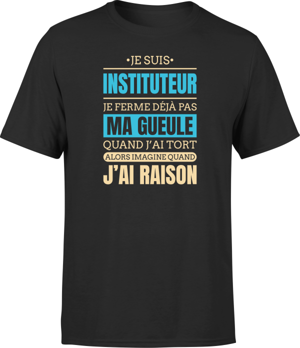 T shirt homme j ai raison je suis instituteur