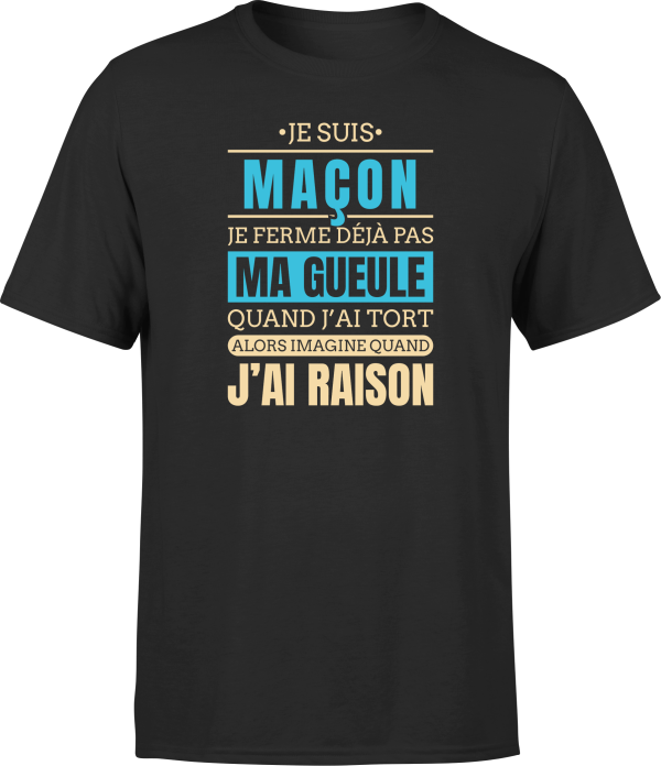 T shirt homme j ai raison je suis macon