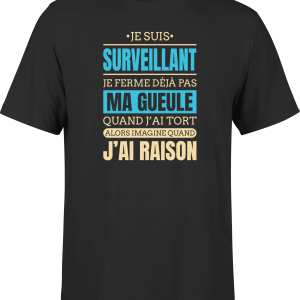 T shirt homme j ai raison je suis surveillant
