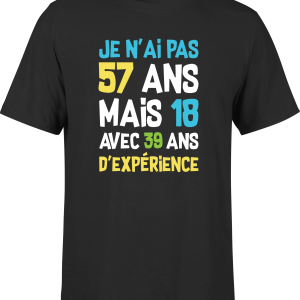 T shirt homme je n’ai pas 57 ans