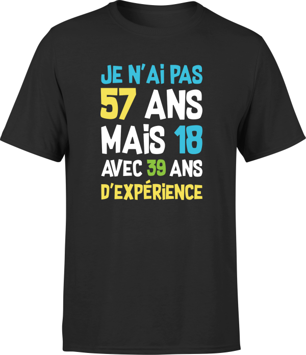 T shirt homme je n’ai pas 57 ans