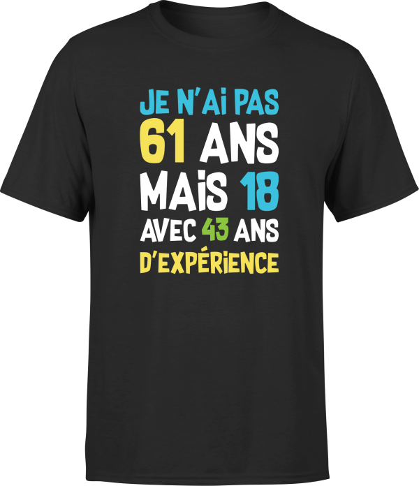 T shirt homme je n’ai pas 61 ans