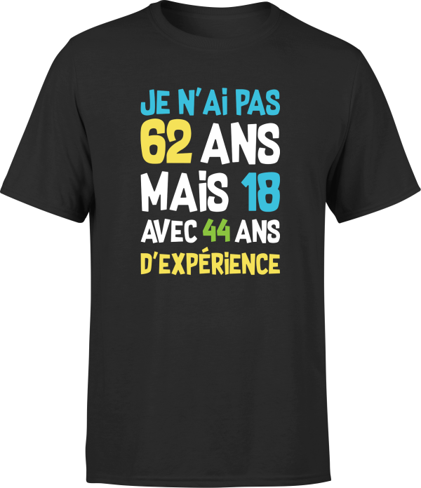 T shirt homme je n’ai pas 62 ans