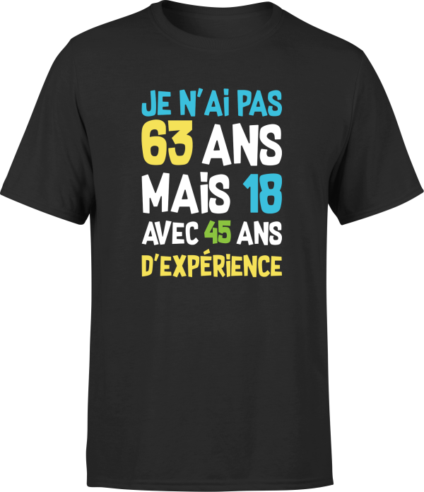 T shirt homme je n’ai pas 63 ans