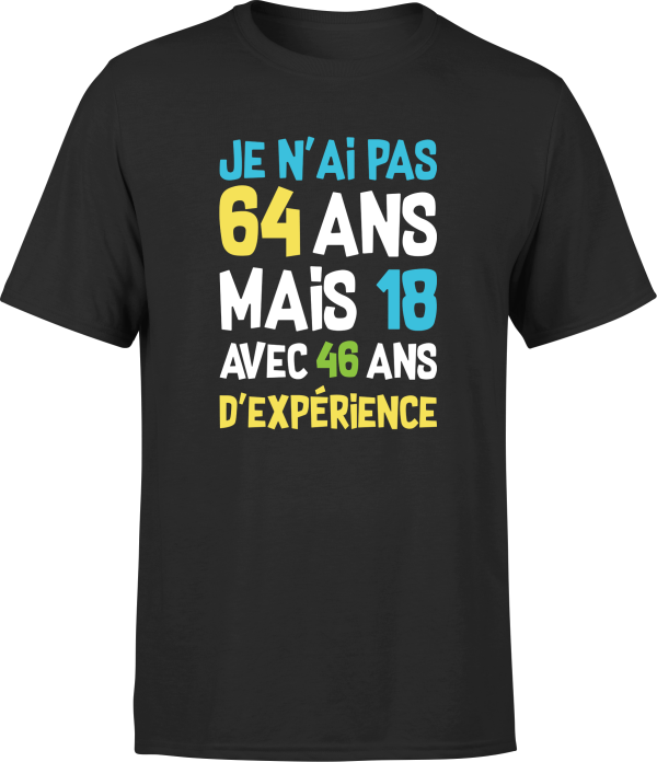 T shirt homme je n’ai pas 64 ans