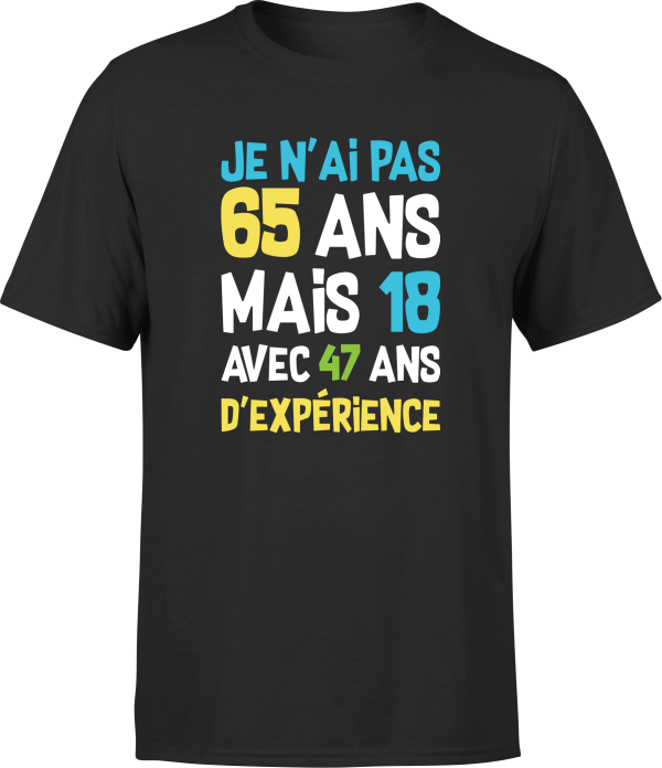 T shirt homme je n’ai pas 65 ans