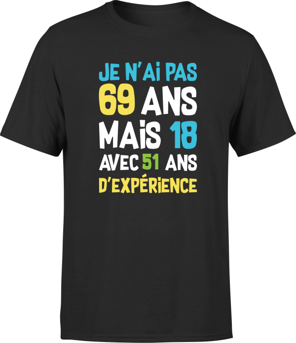 T shirt homme je n’ai pas 69 ans