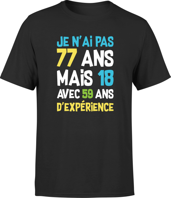 T shirt homme je n’ai pas 77 ans