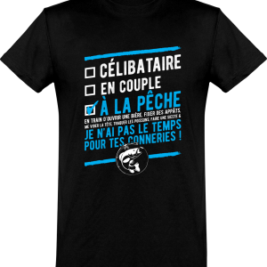 T shirt homme celibataire a la peche
