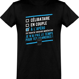 T shirt homme celibataire a l’apero