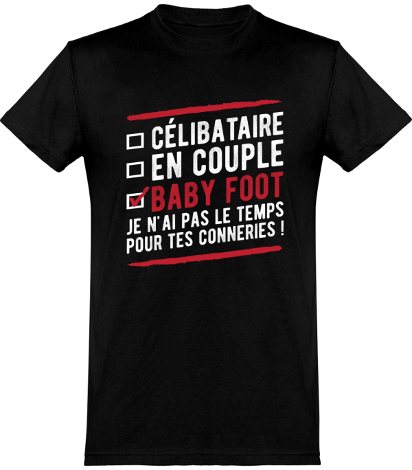 T shirt homme celibataire en couple baby foot