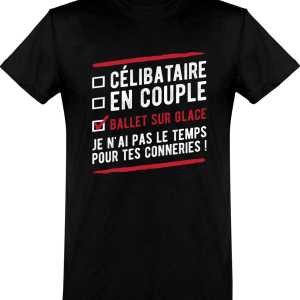 T shirt homme celibataire en couple ballet sur glace
