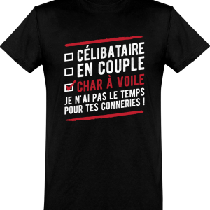 T shirt homme�celibataire en couple char a voile