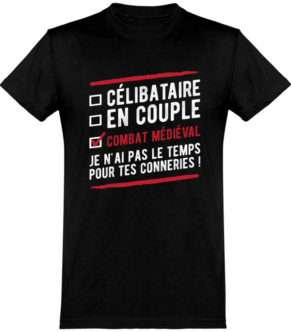 T shirt homme celibataire en couple combat medieval