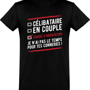 T shirt homme celibataire en couple course d’orientation