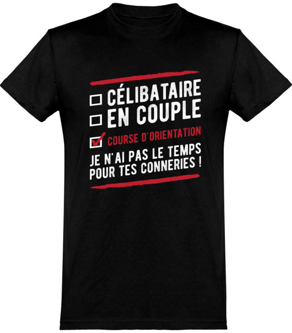 T shirt homme celibataire en couple course d’orientation