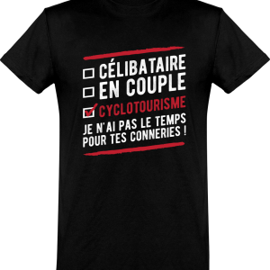 T shirt homme celibataire en couple cyclotourisme