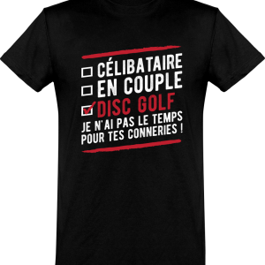 T shirt homme celibataire en couple disc golf