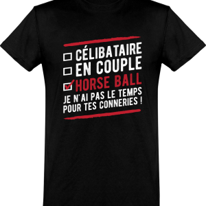 T shirt homme celibataire en couple horse ball