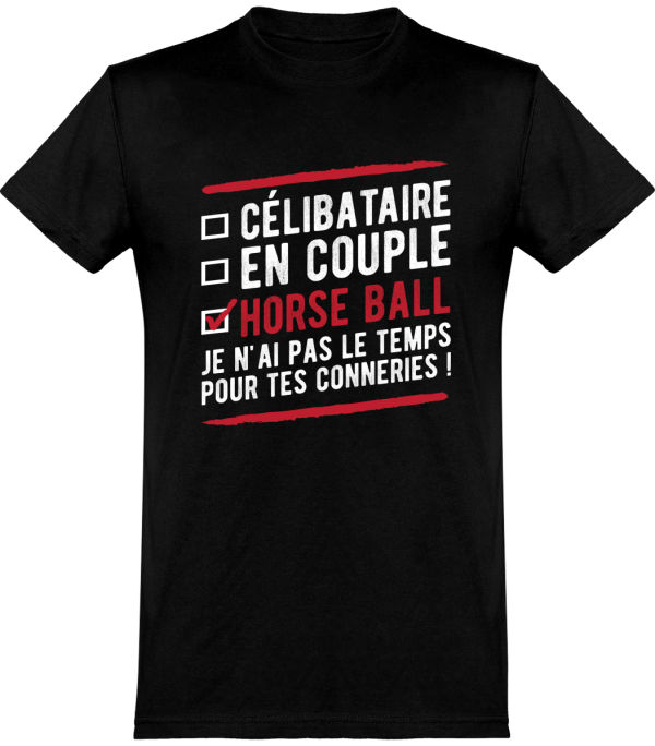 T shirt homme celibataire en couple horse ball