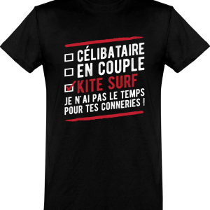 T shirt homme�celibataire en couple kite surf T shirt homme�celibataire en couple kite surf