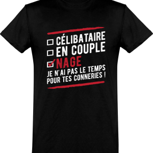 T shirt homme celibataire en couple nage T shirt homme celibataire en couple nage